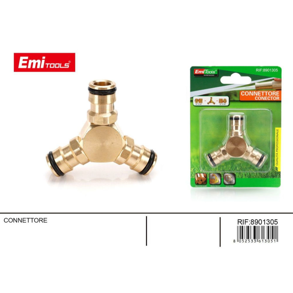 EMI Connettore in Ottone Irrigazione - 3 VieEmi