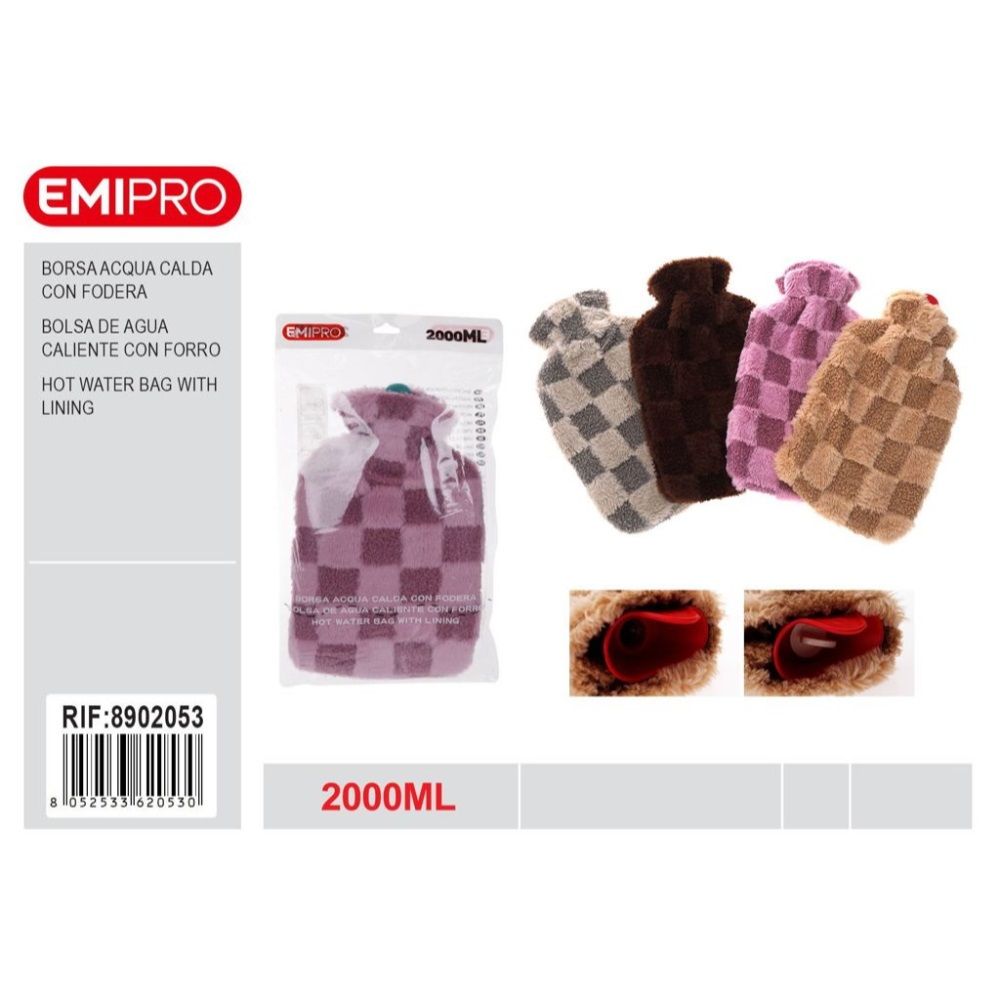 EMI Borsa d'Acqua Calda con Fodera a Scacchi - 2LEmi