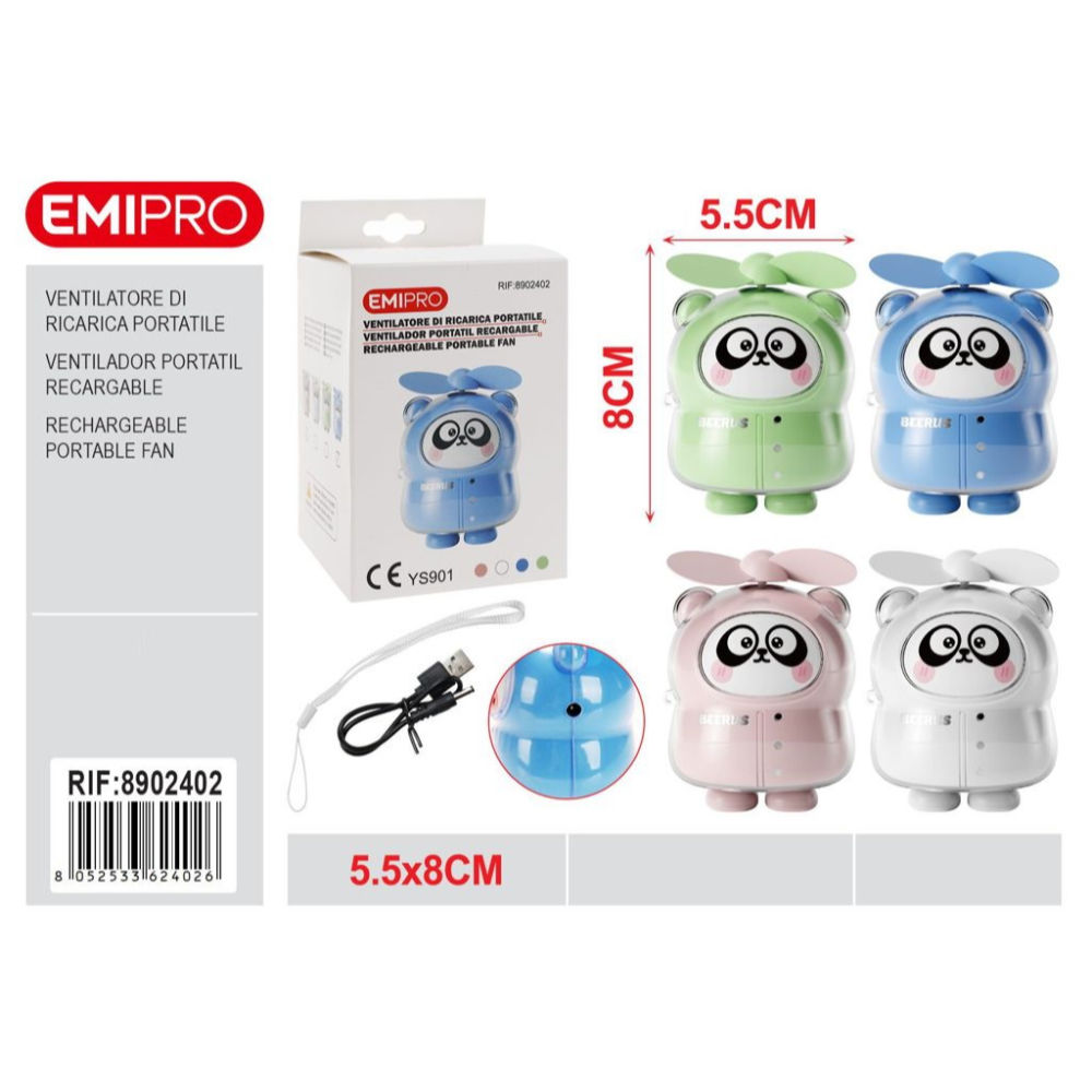 VENTILATORE PORTATILE - KAWAII PANDAEmi