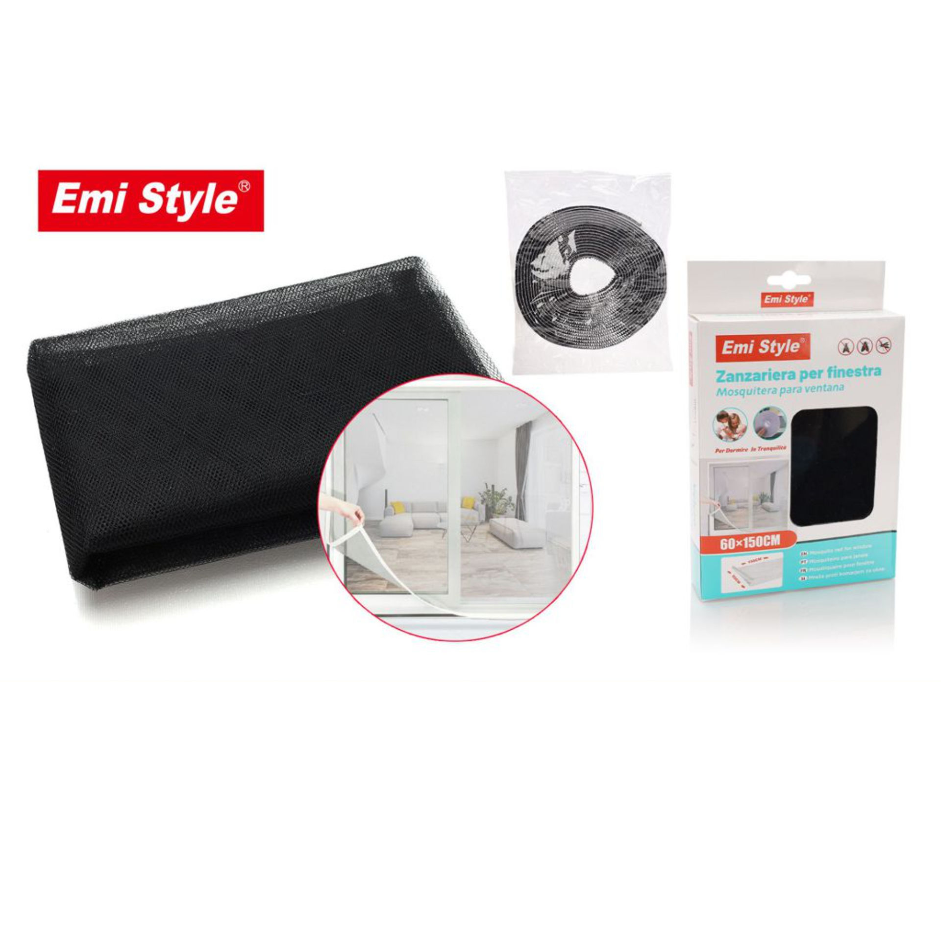 ZANZARIERA PER FINESTRA - NERO 60x150CMEmi