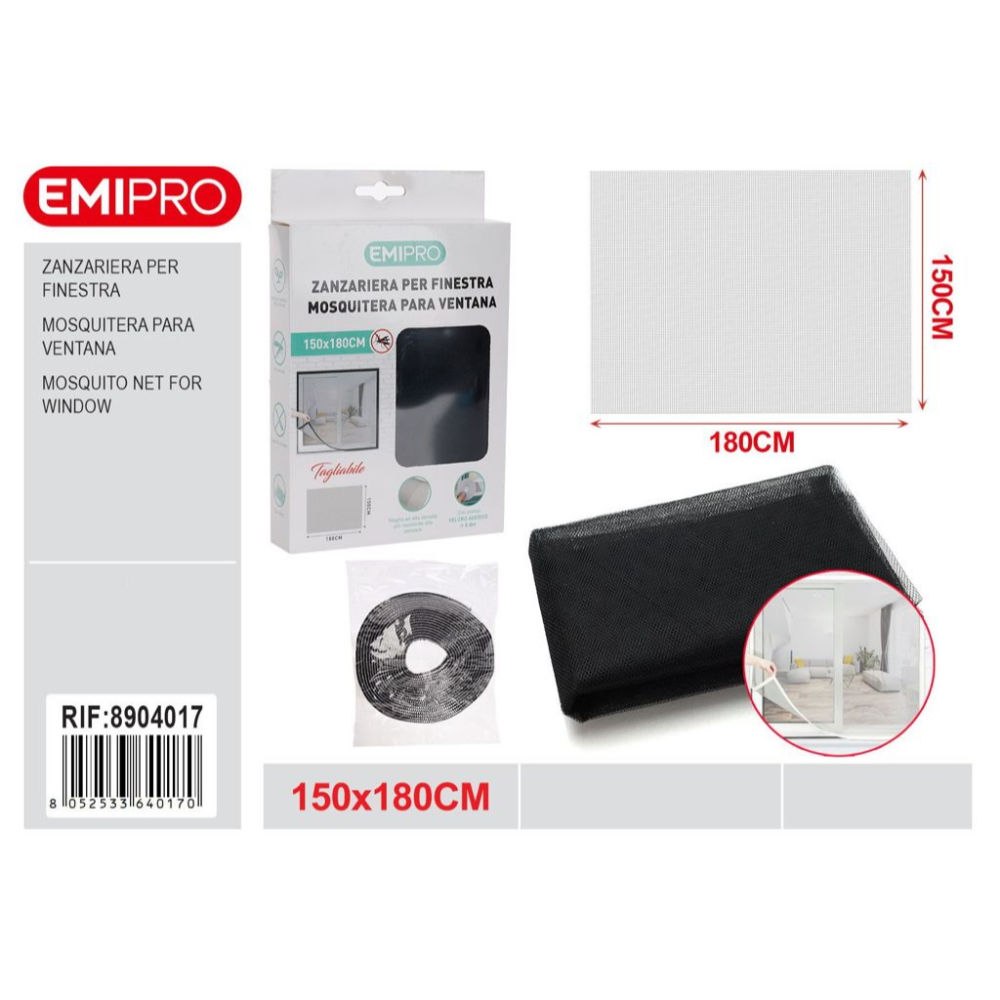 ZANZARIERA PER FINESTRA - NERO 150x180CMEmi