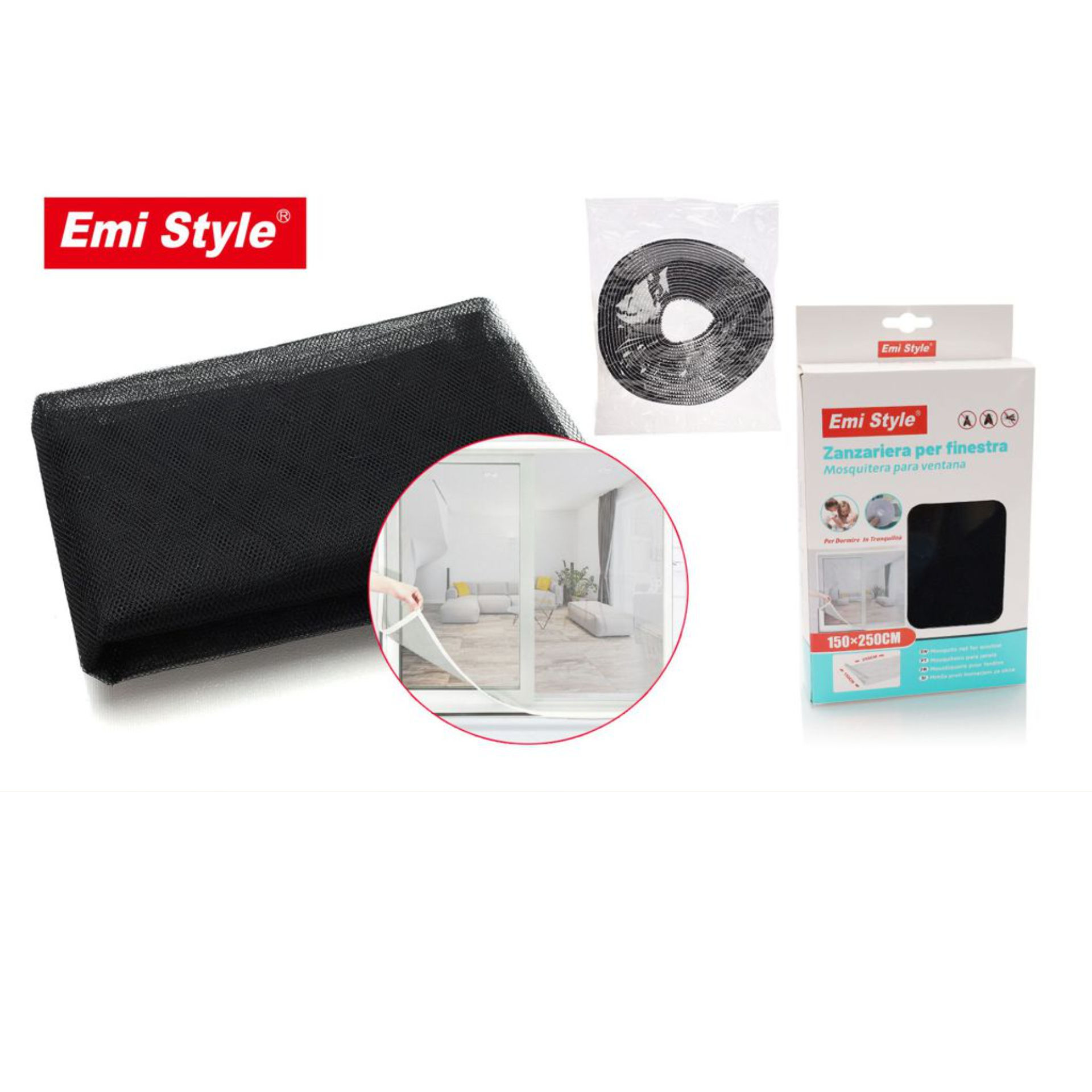 ZANZARIERA PER FINESTRA - NERO 150x250CMEmi