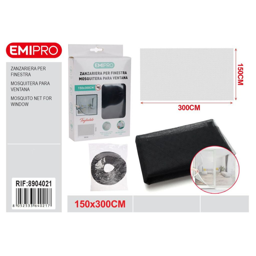 ZANZARIERA PER FINESTRA - NERO 150x300CMEmi