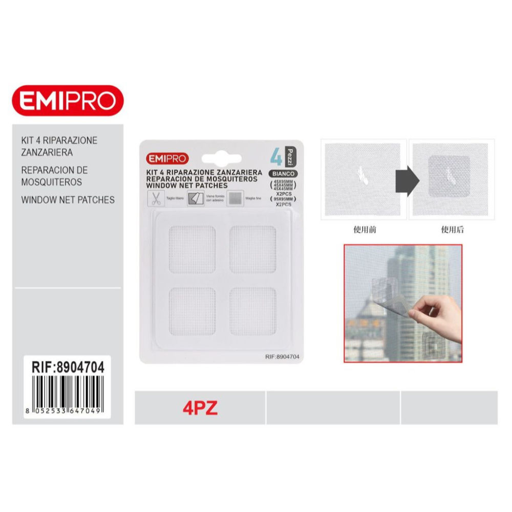 KIT DI RIPARAZIONE ZANZARIERE - BIANCO - 4PZEmi