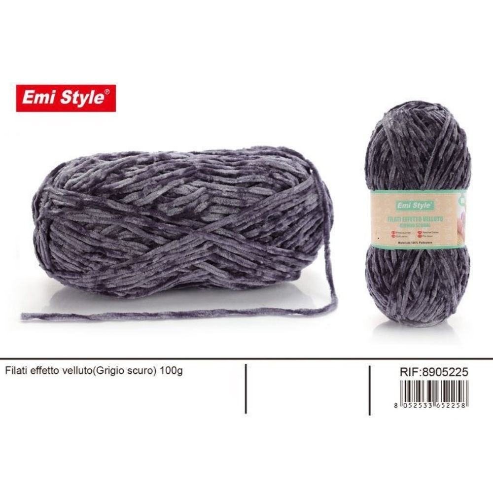 Emi Filato effetto Velluto 100g/245m - Grigio ScuroEmi