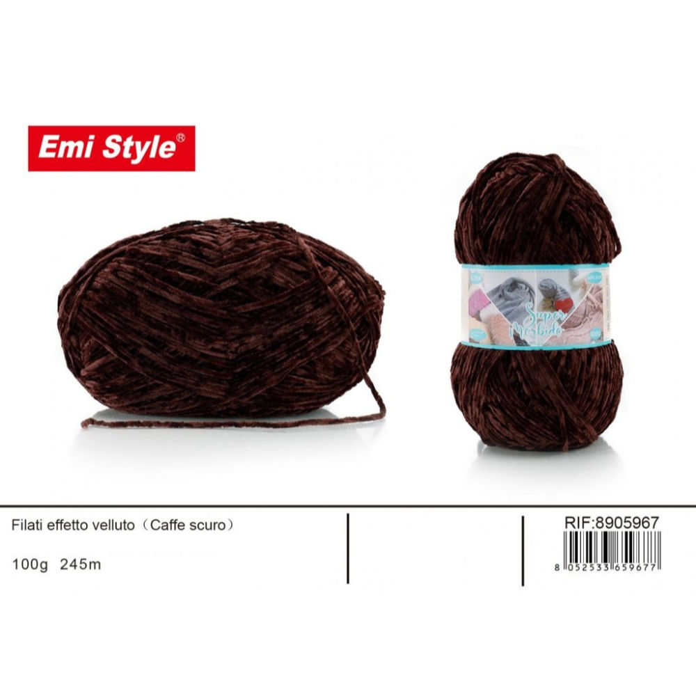 Emi Filato effetto Velluto 100g/245m - Caffè ScuroEmi