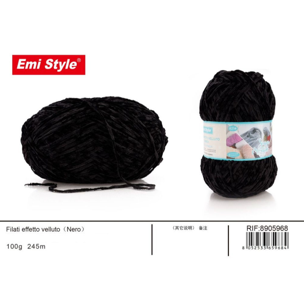 Emi Filato effetto Velluto 100g/245m - NeroEmi