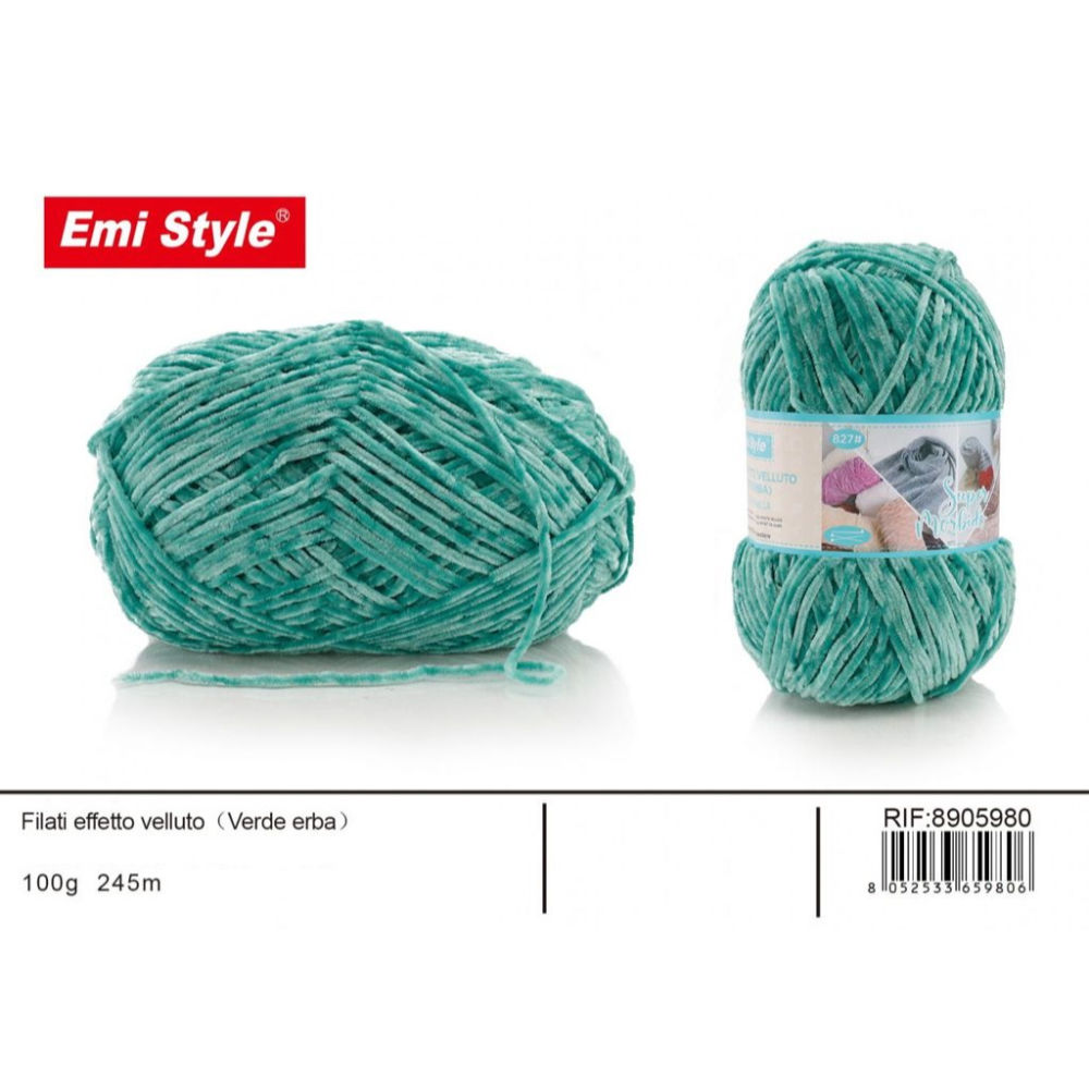 Emi Filato effetto Velluto 100g/245m - Verde AcquaEmi