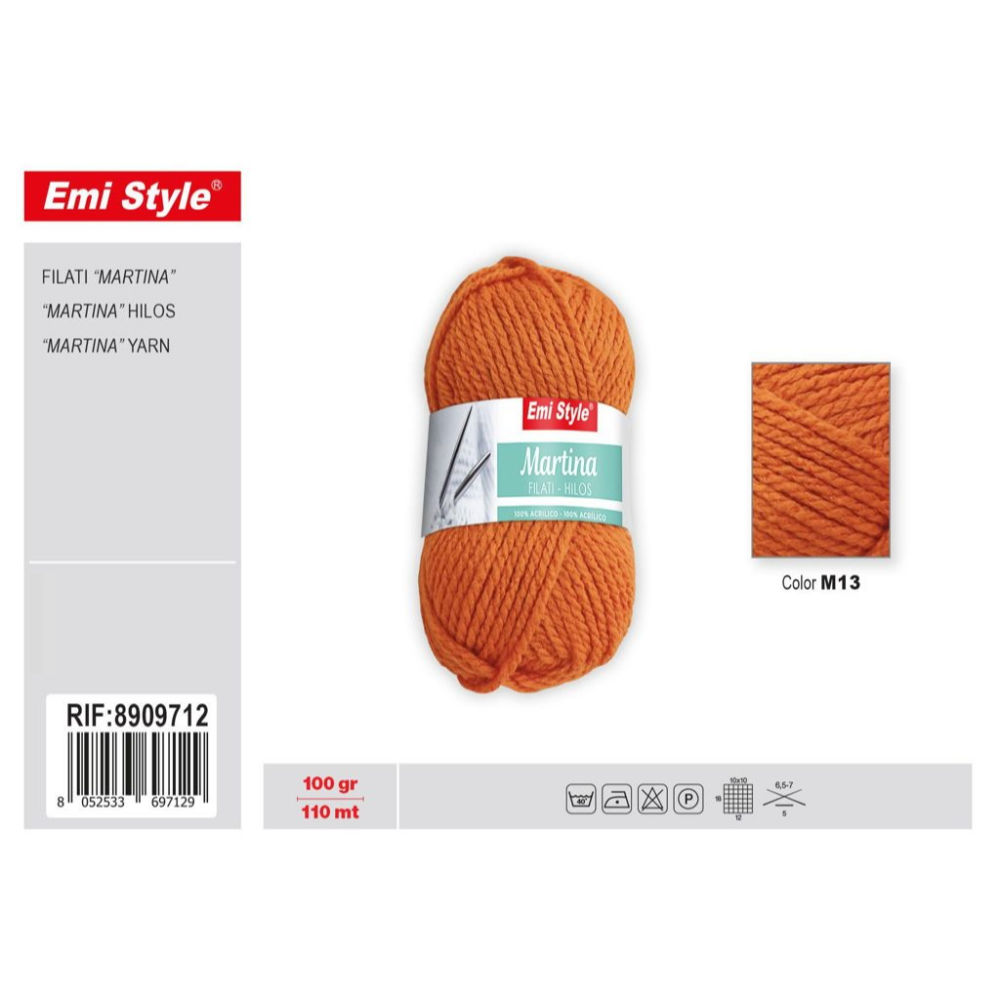 Emi Filato Martina 100g/110m - Arancione Scuro M13Emi
