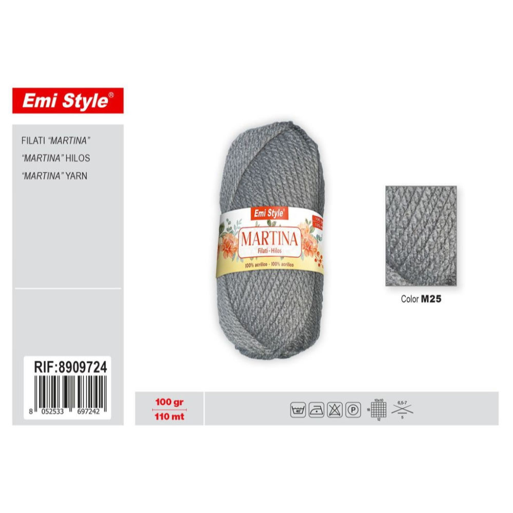 Emi Filato Martina 100g/110m - Grigio M25Emi