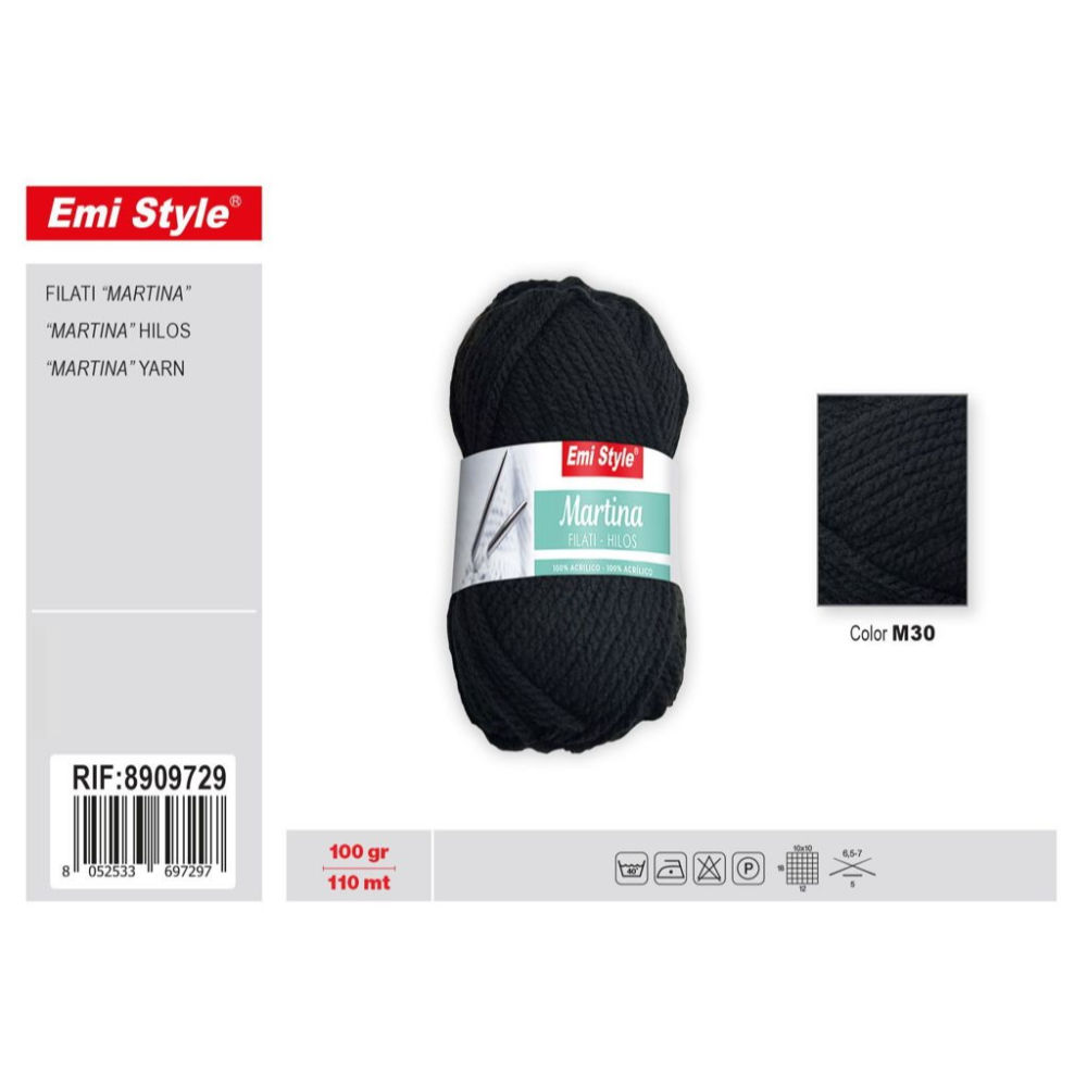Emi Filato Martina 100g/110m - Nero M30Emi