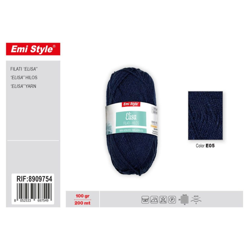 Emi Filato Elisa 100g/200m - Blu Navy E05Emi
