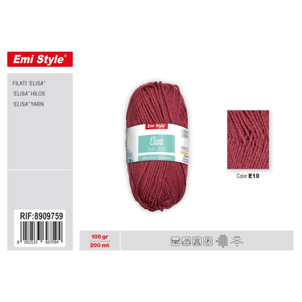 Emi Filato Elisa 100g/200m - Rosso Antico E10Emi