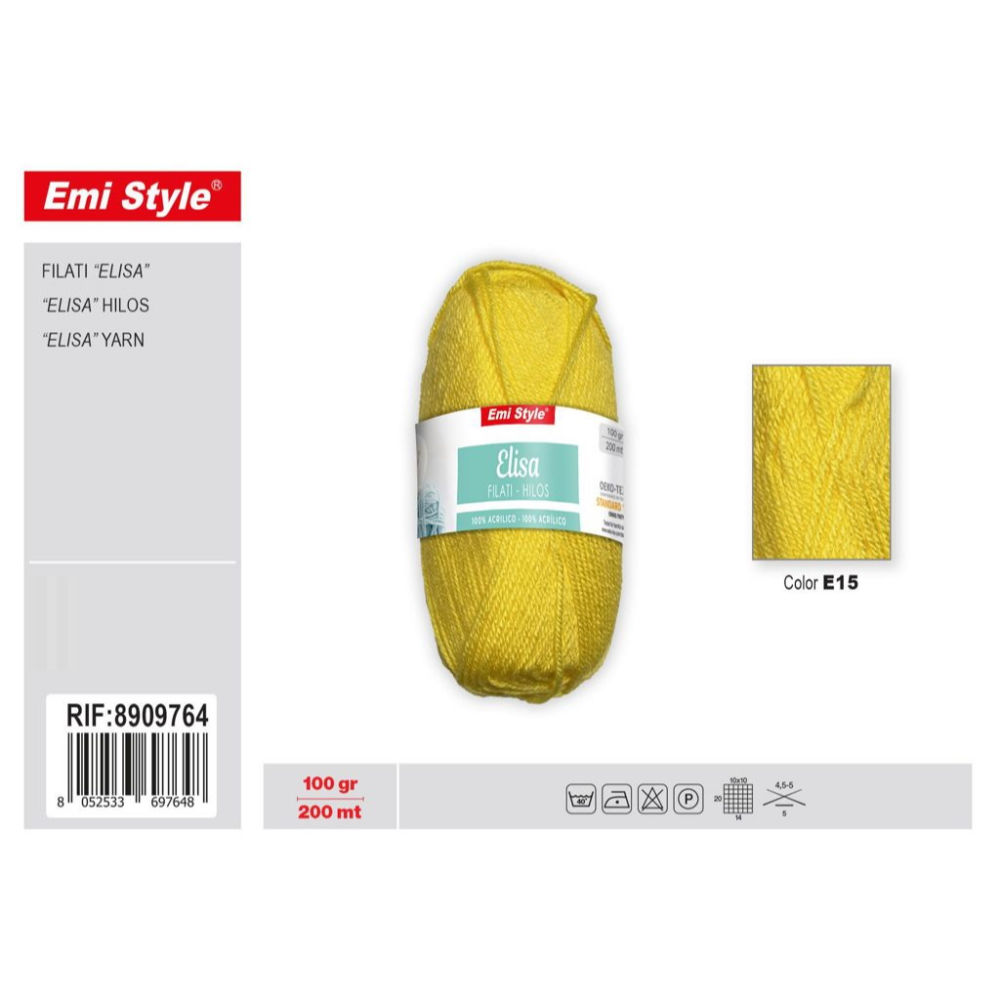 Emi Filato Elisa 100g/200m - Giallo E15Emi