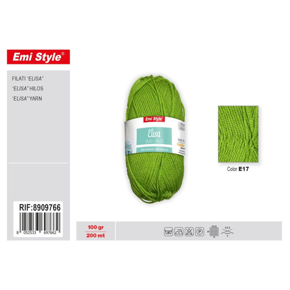 Emi Filato Elisa 100g/200m - Verde Erba E17Emi