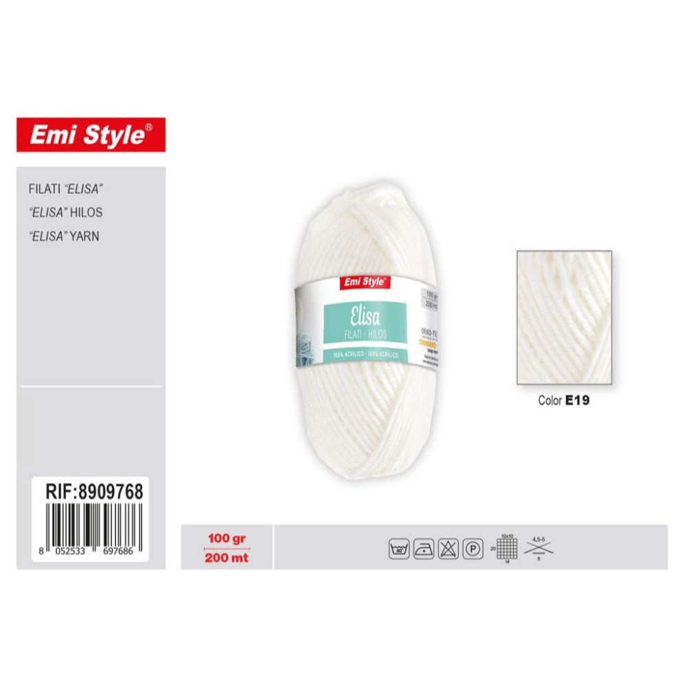 Emi Filato Elisa 100g/200m - Bianco E19Emi