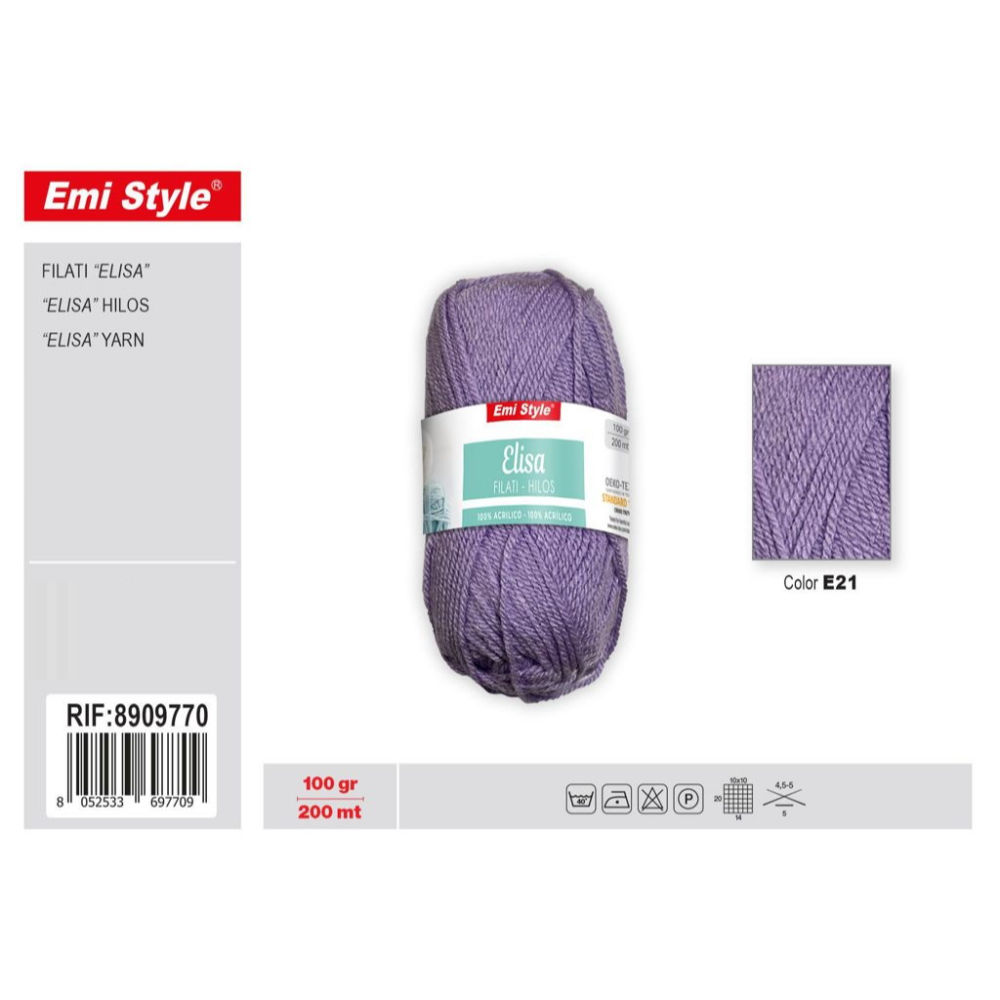 Emi Filato Elisa 100g/200m - Lilla E21Emi