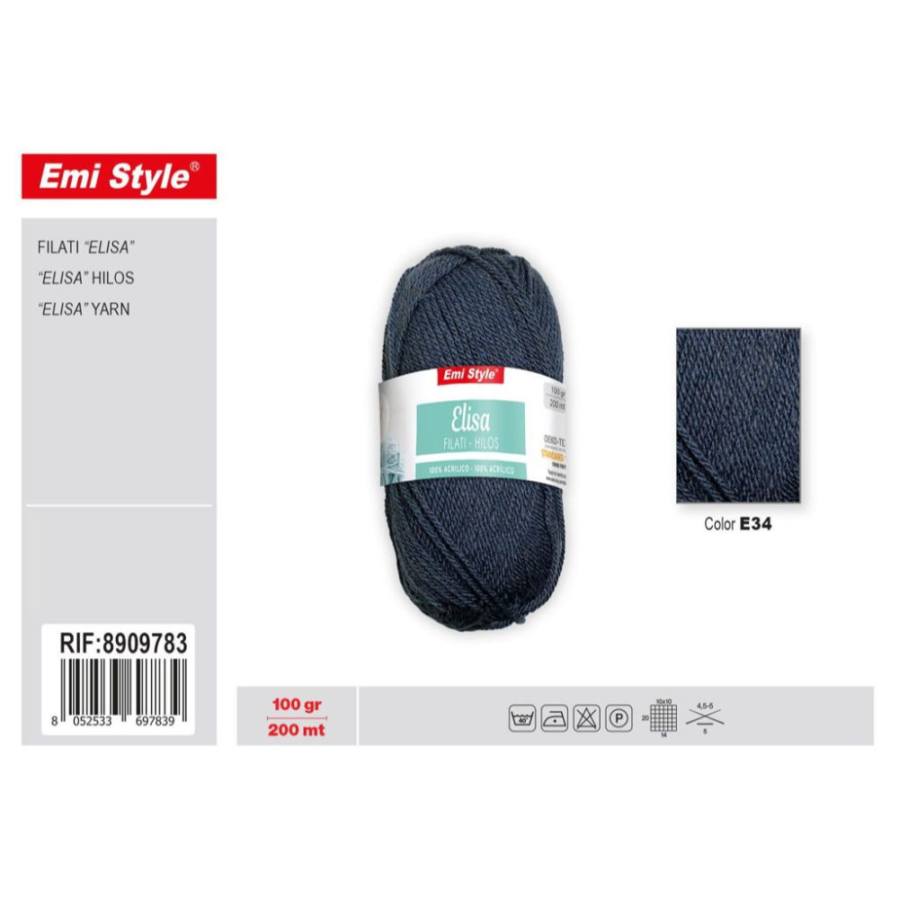 Emi Filato Elisa 100g/200m - Blu Jeans E34Emi