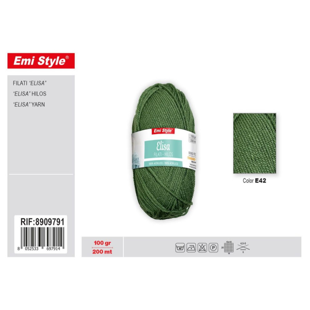Emi Filato Elisa 100g/200m - Verde Oliva E42Emi