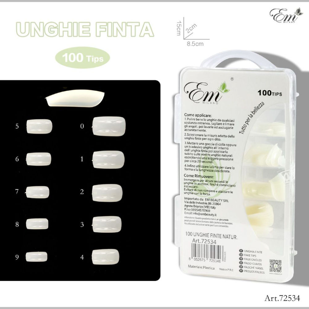 UNGHIE FINTE SQUOVALE - BIANCO 100 TIPSEm