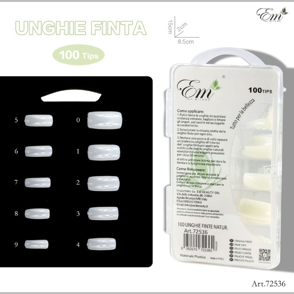 UNGHIE FINTE SQUADRATA - BIANCO 100 TIPSEm