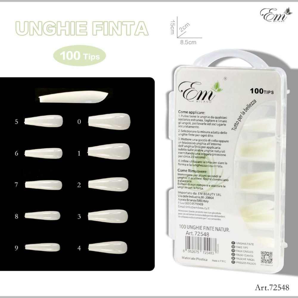 UNGHIE FINTE COFFIN - BIANCO 100 TIPSEm