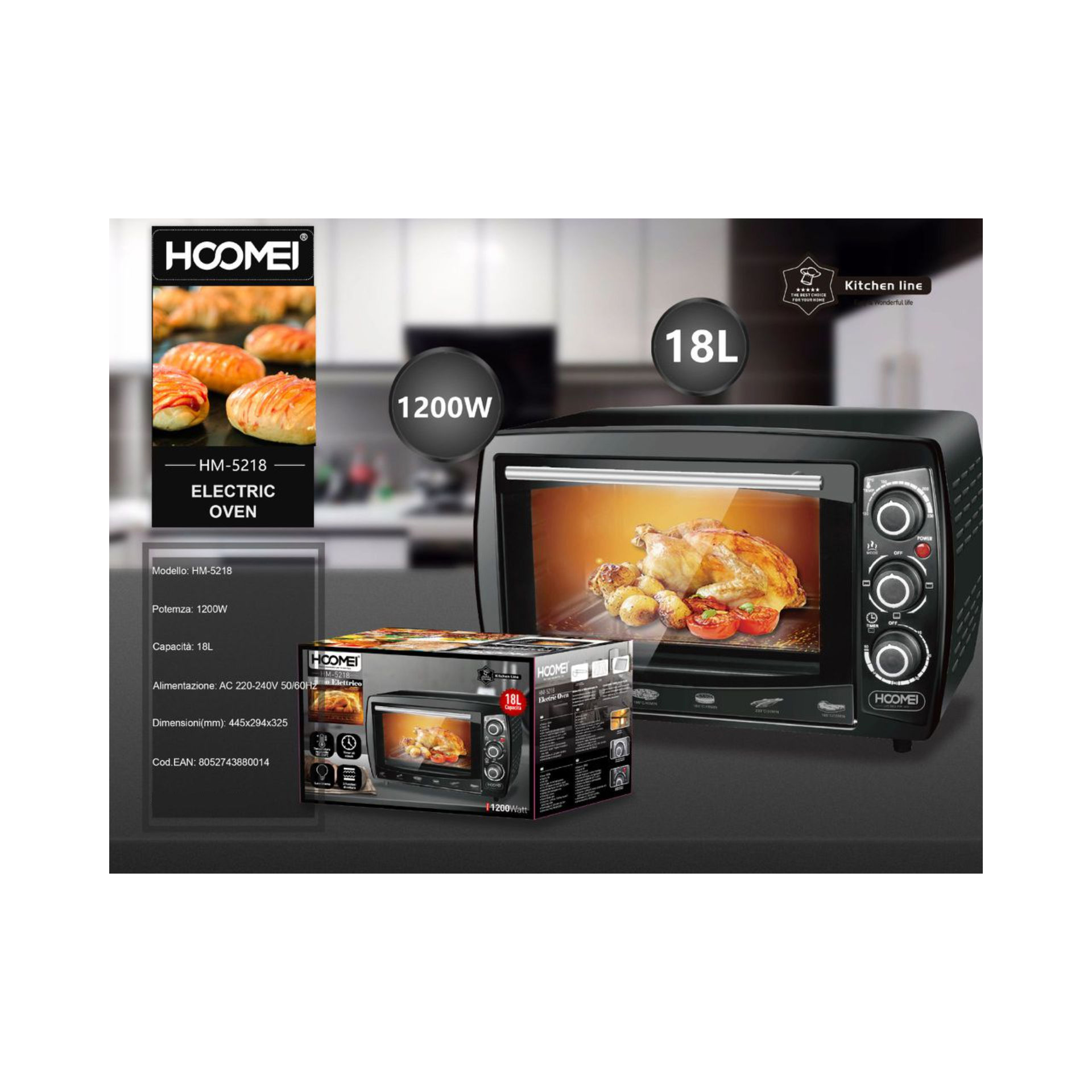 FORNO ELETTRICO 18L 1200W HM-5218Hoomei