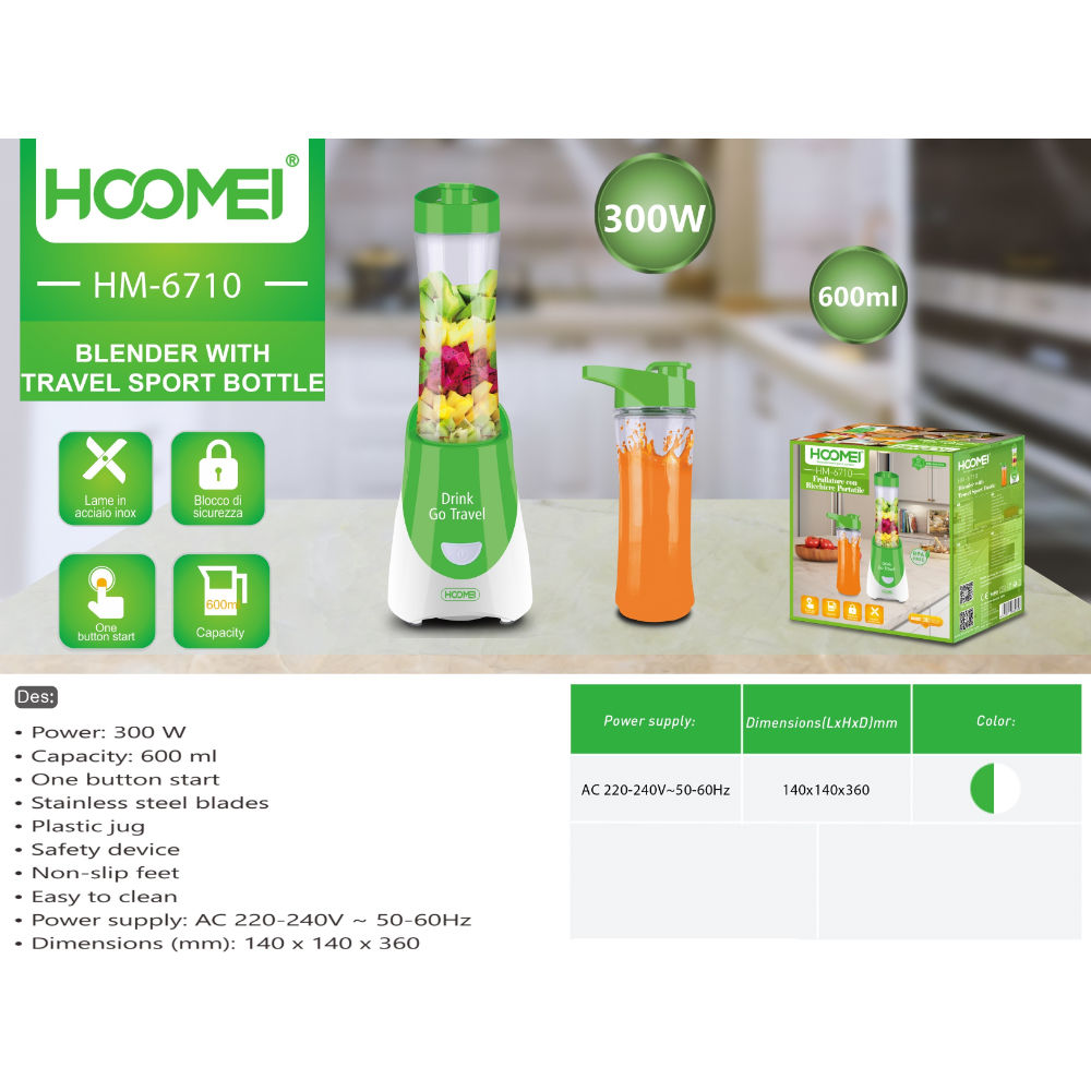FRULLATORE 0.6L 300W HM-6710Hoomei
