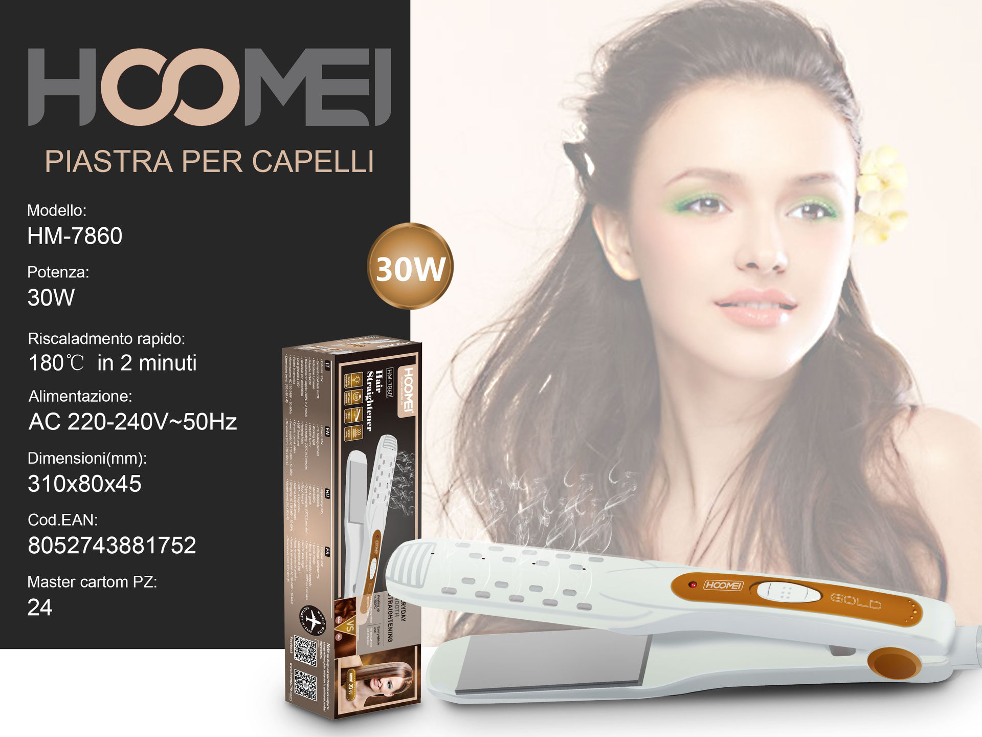 PIASTRA X CAPELLI 30W HM-7860Hoomei