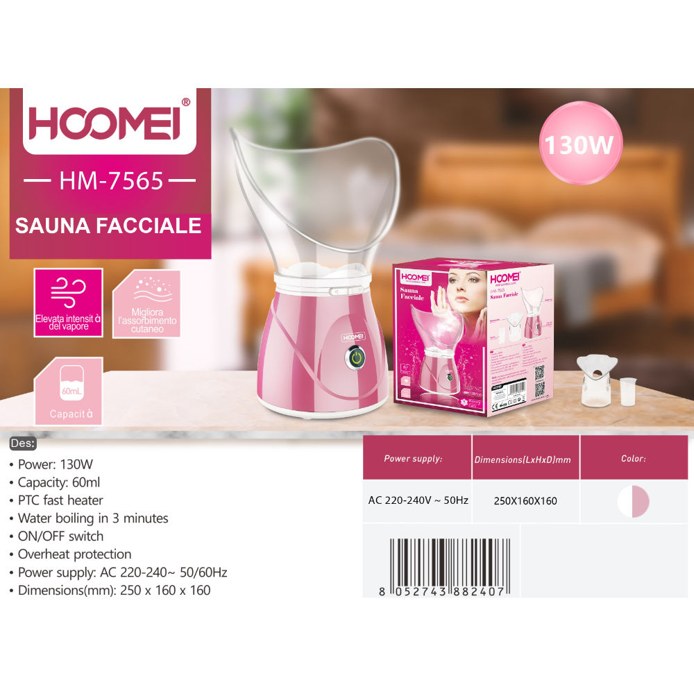SAUNA FACCIALE 130W 60ML HM-7565Hoomei