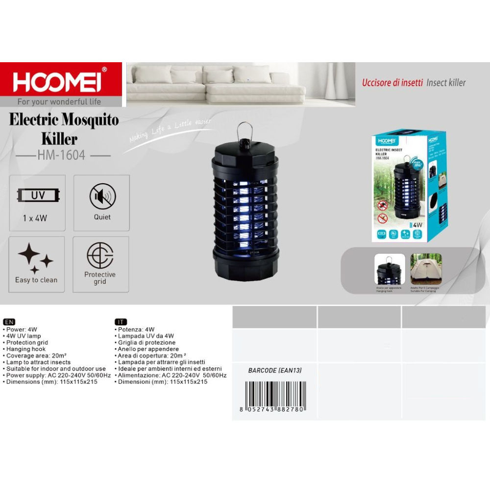 LAMPADA ANTI-INSETTI 4W - 20 m²Hoomei