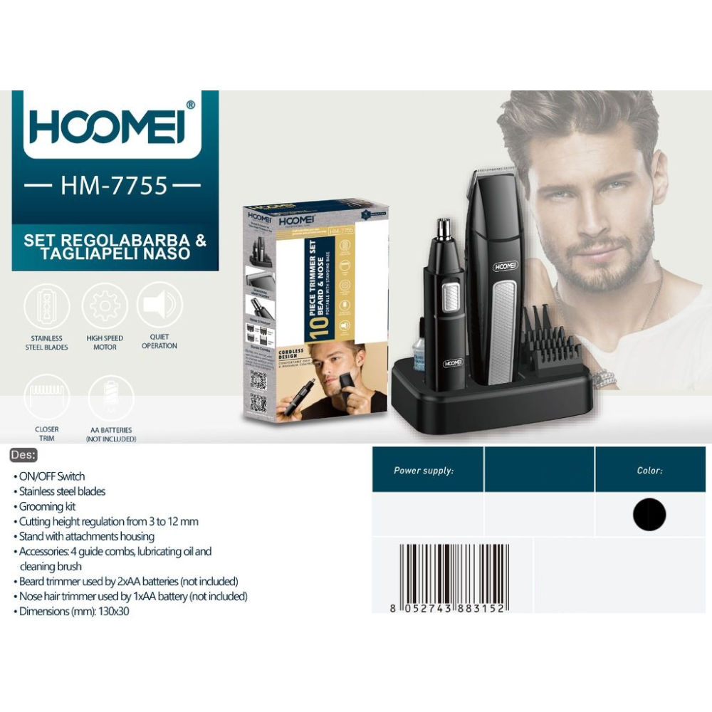 Set Tagliabarba & Tagliapeli Naso 3in1 - HM7755Hoomei
