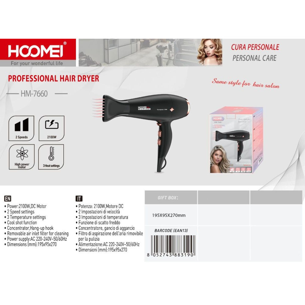 Asciugacapelli 2100W - HM7660Hoomei