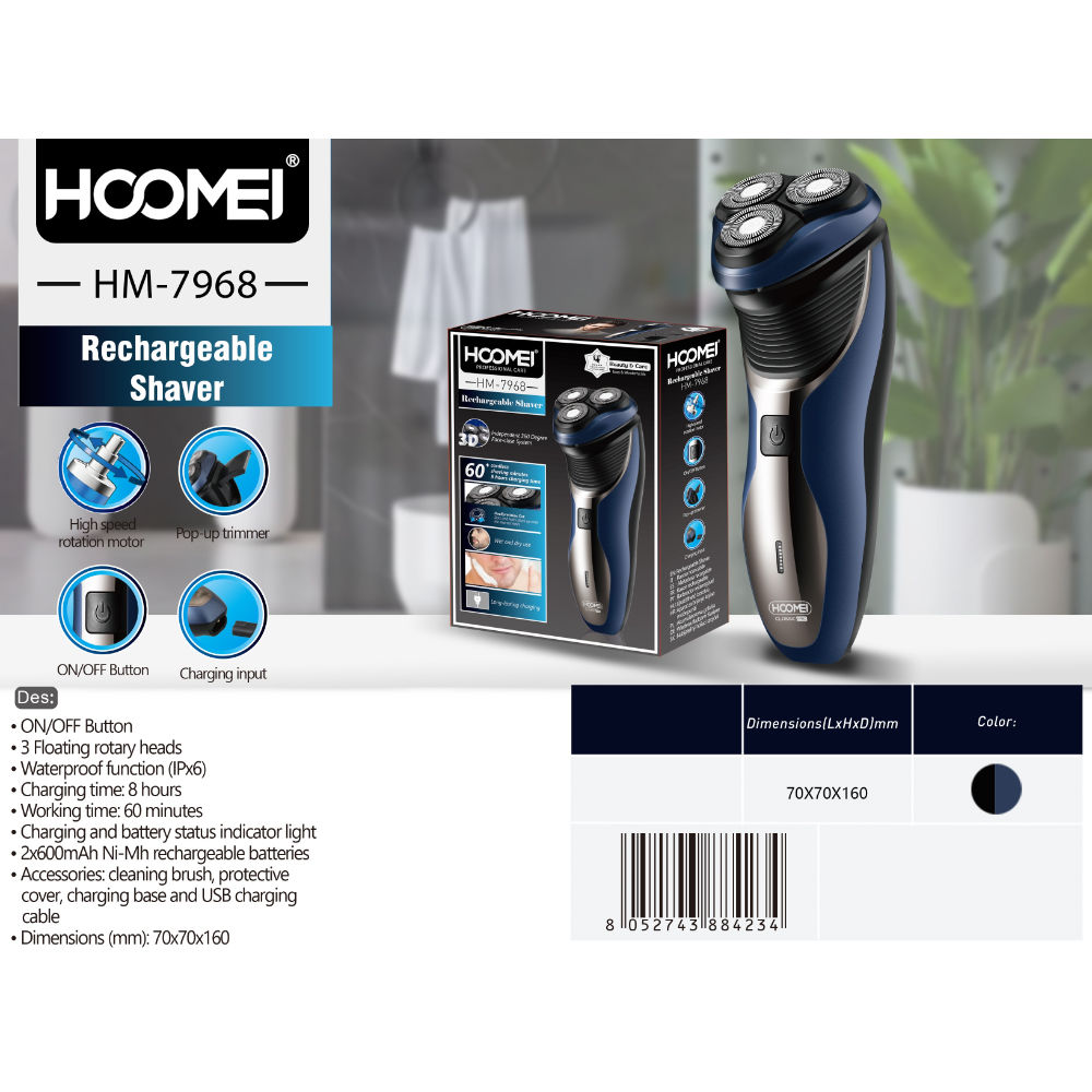 RASOIO RICARICABILE HM-7968Hoomei