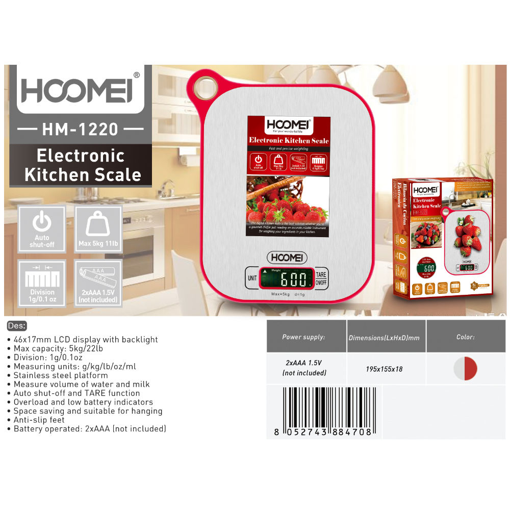 BILANCIA ELETTRONICA DA CUCINA HM-1220Hoomei