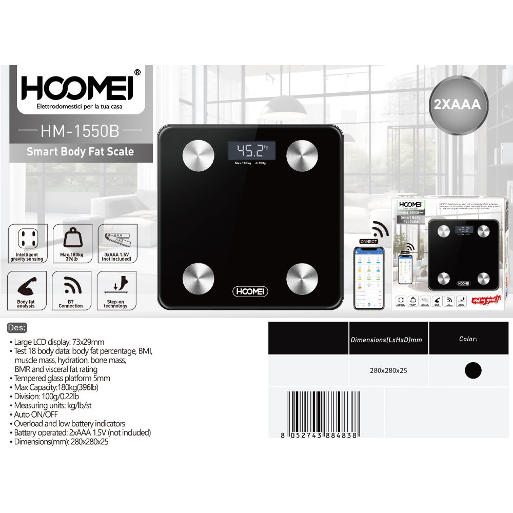 BILANCIA PESAPERSONA SMART HM-1550BHoomei