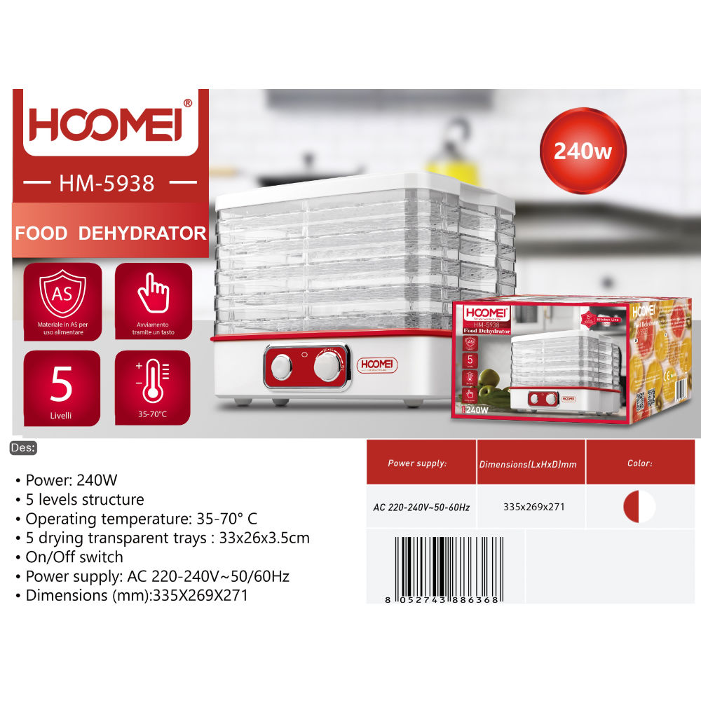 DISIDRATATORE ALIMENTARE 240W HM-5938Hoomei