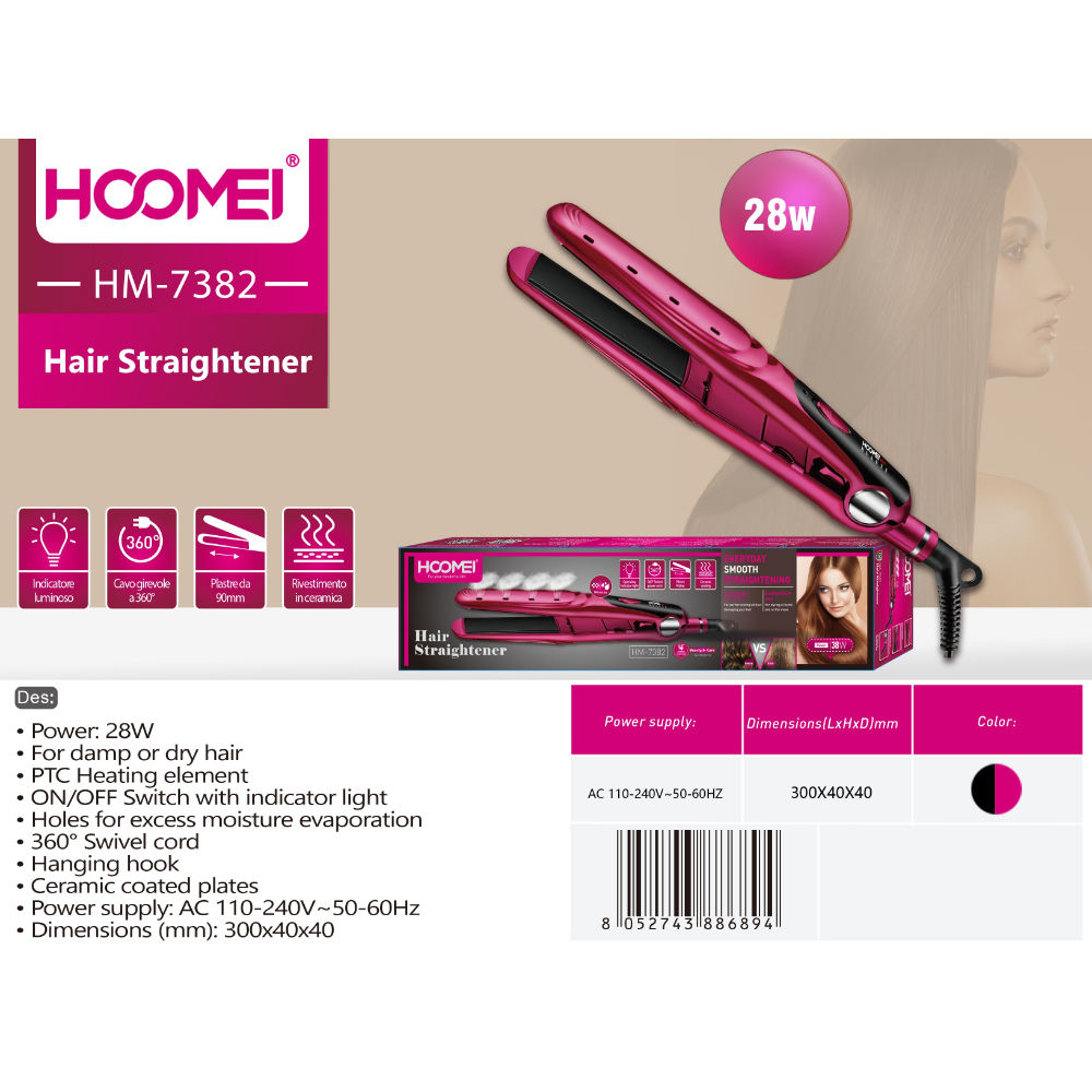 PIASTRA X CAPELLI 38W HM-7382Hoomei