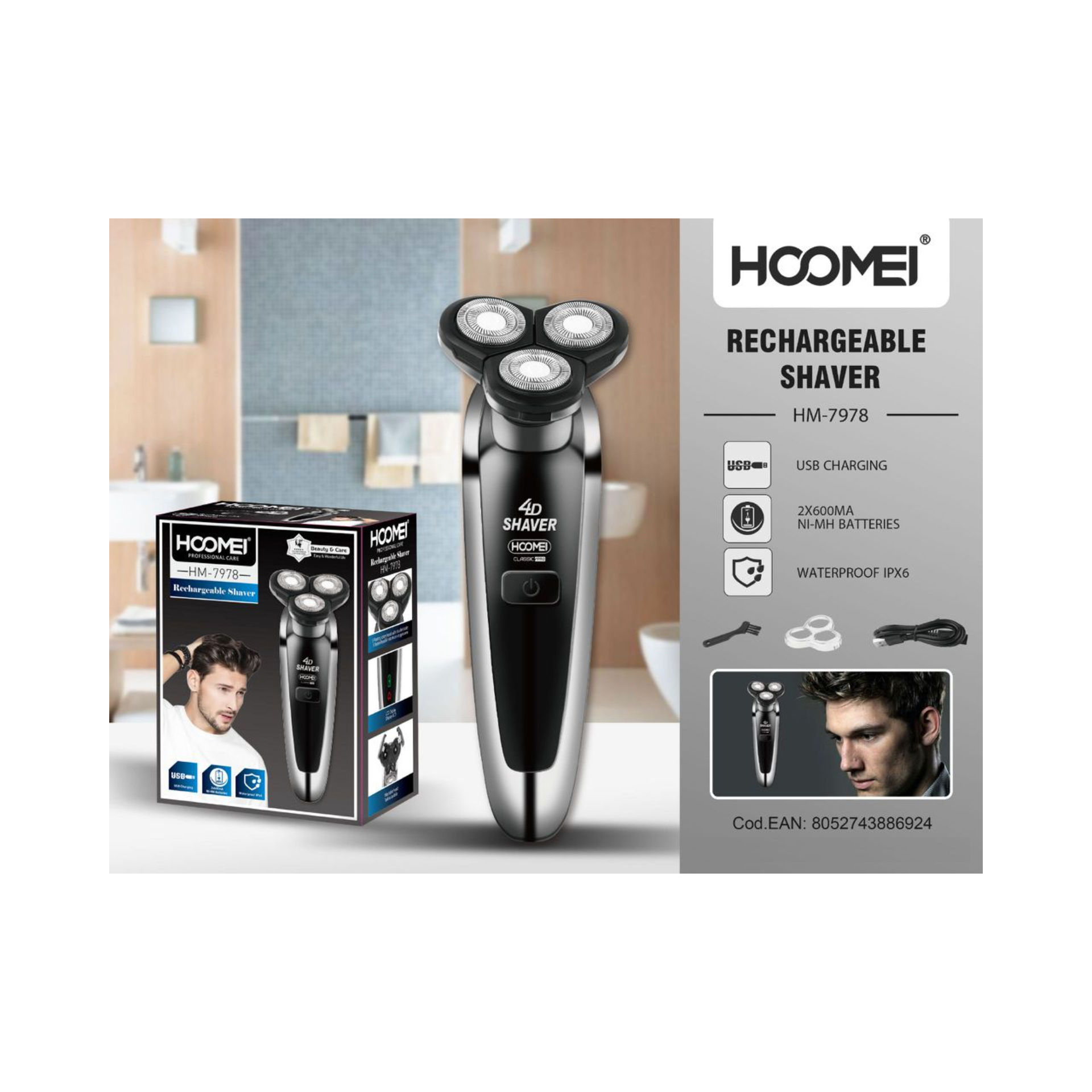 RASOIO RICARICABILE HM-7978Hoomei