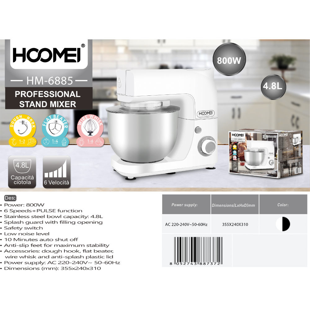 IMPASTATRICE PROFESSIOANLE 800W HM-6885Hoomei