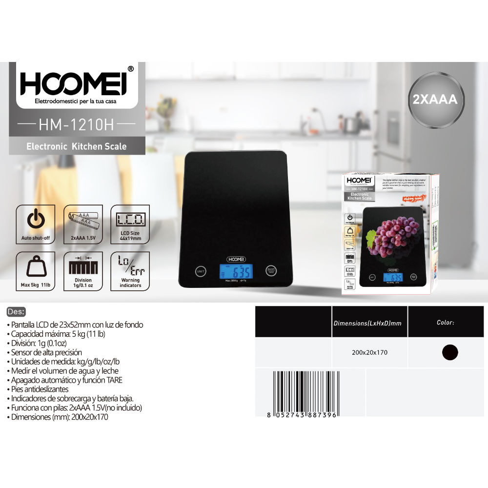 BILANCIA ELETTRONICA DA CUCINA HM-1210HHoomei