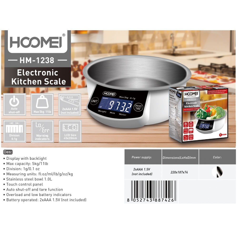 BILANCIA ELETTRONICA DA CUCINA HM-1238Hoomei