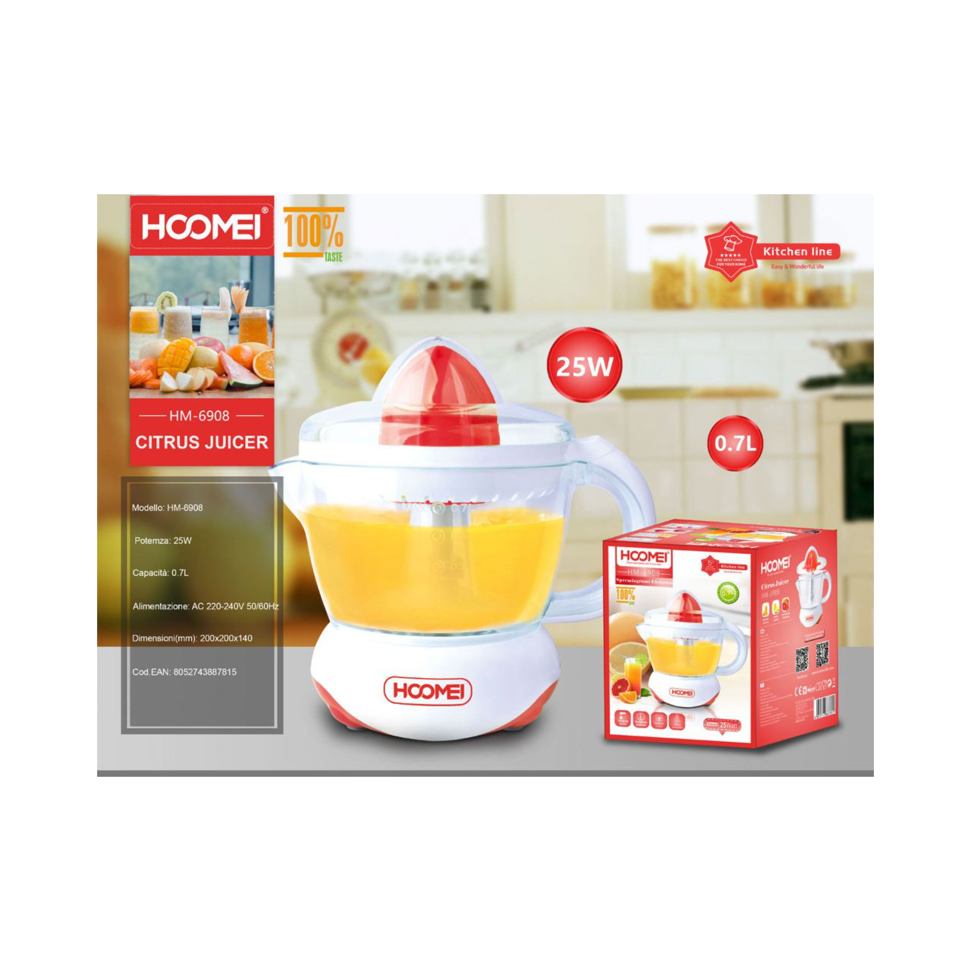 SPREMIAGRUMI ELETTRICO 0.7L 25W HM-6908 (NET)Hoomei