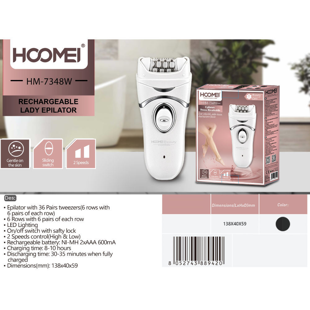 EPILATORE RICARICABILE HM-7348WHoomei