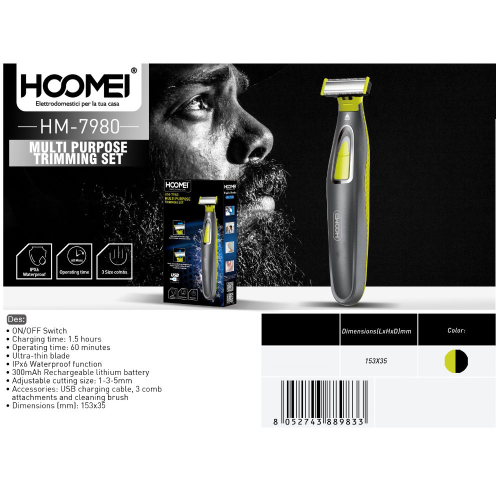 RASOIO RICARICABILE HM-7980Hoomei