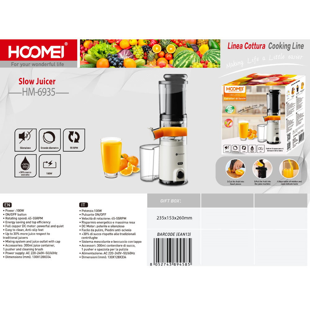 ESTRATTORE DI SUCCO 100W HM-6935Hoomei