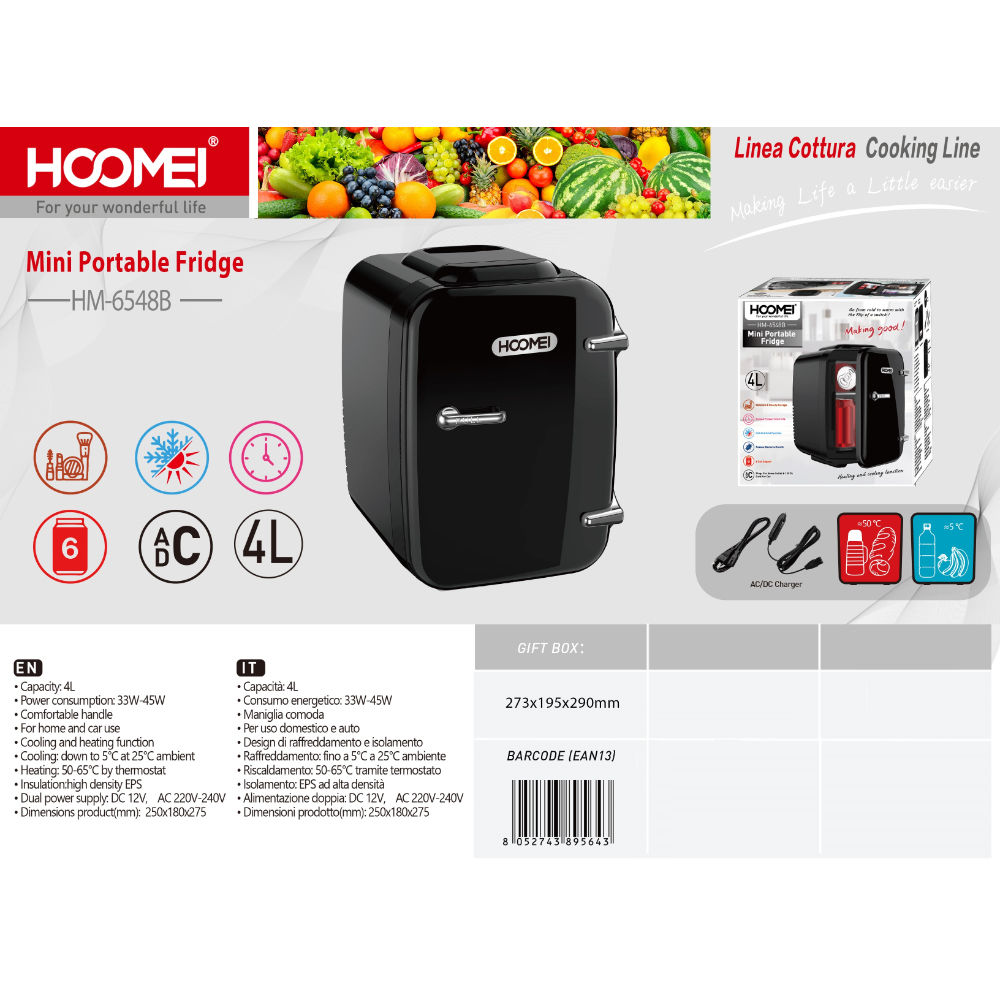 MINIFRIGO PORTATILE 4L 45W HM-6548BHoomei