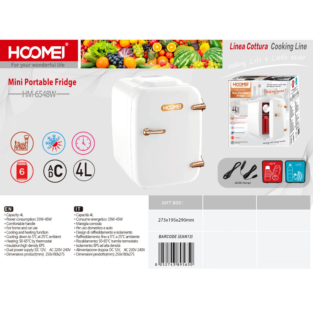 MINIFRIGO PORTATILE 4L 45W HM-6548WHoomei