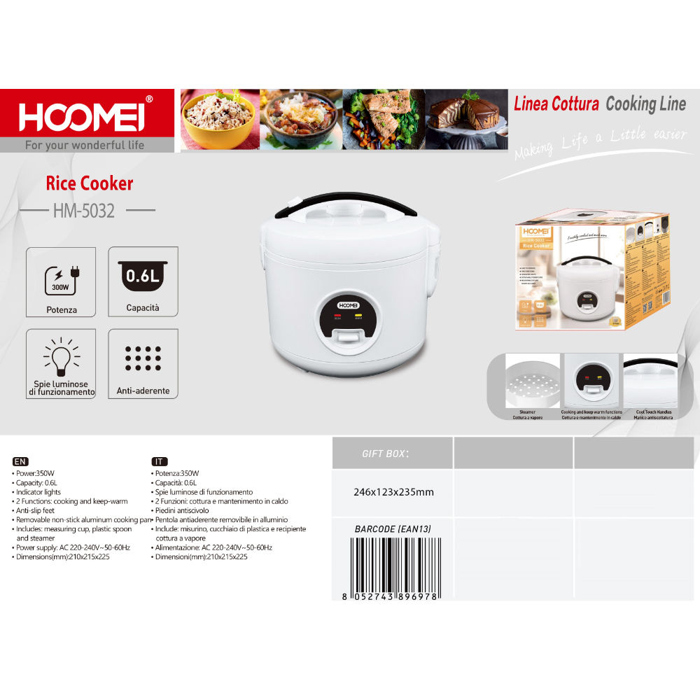 CUOCI RISO 350W 0.6L HM-5032Hoomei