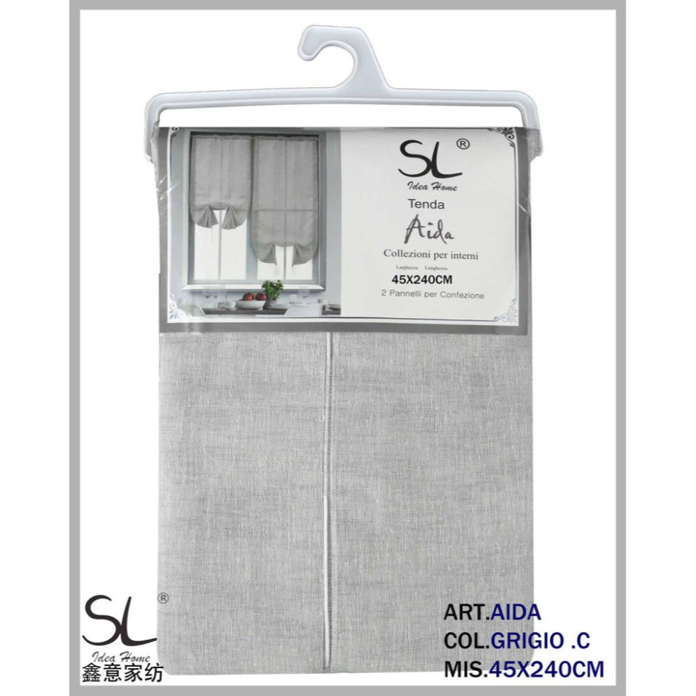 SL COPPIA TENDA AIDA 45X240CM COL.GRIGIO CHIAROSl Ideahome